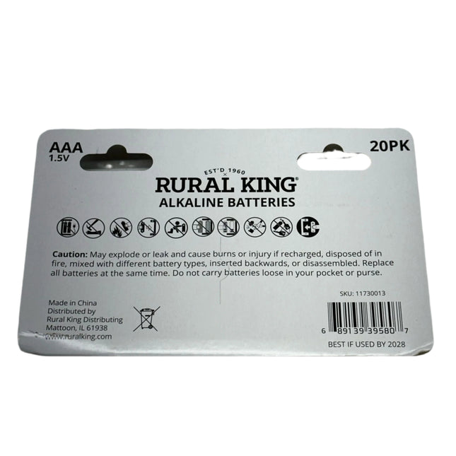Rural King AAA Alkaline Batteries 1.5V – 20 Pack – New