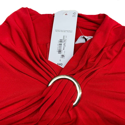Liz Claiborne Red Twist Front Long Sleeve Dress Size L New