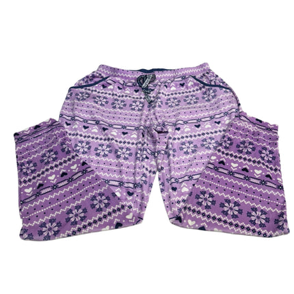 Muk Lkus 2-Piece Plush Pajama Set Blue/Purple Fair Isle Women's Size L New