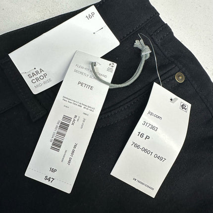 Liz Claiborne Sara Crop Mid-Rise Black Pants Size 16P New