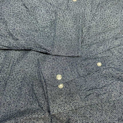 Van Heusen Essential Indigo Floral Slim Fit Button-Up Shirt Navy Black Iris Size XXL New