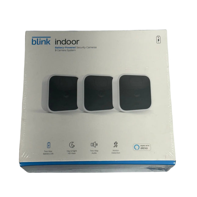 Blink Indoor (3rd Gen) Wireless 1080p Security Camera System – 3 Pack – White – New