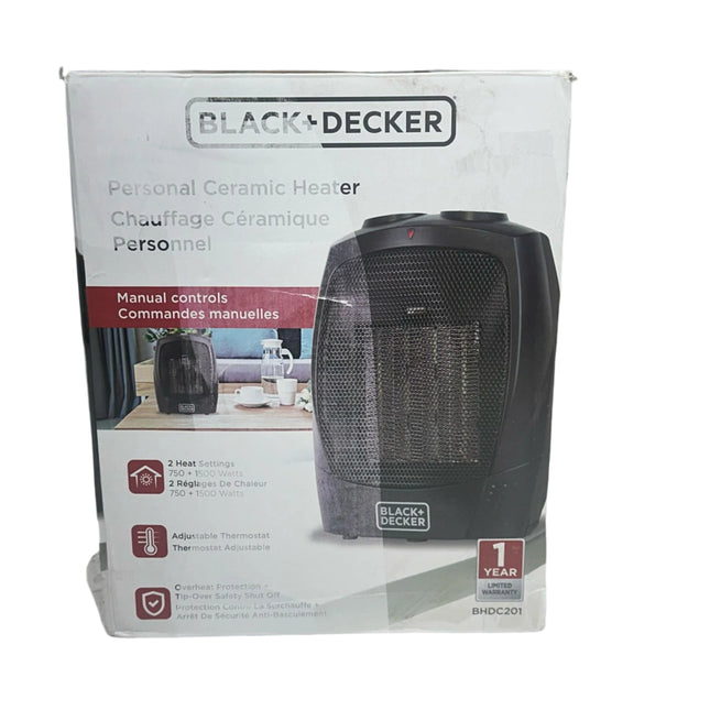 BLACK+DECKER Personal Ceramic Indoor Heater – Black – Open Box