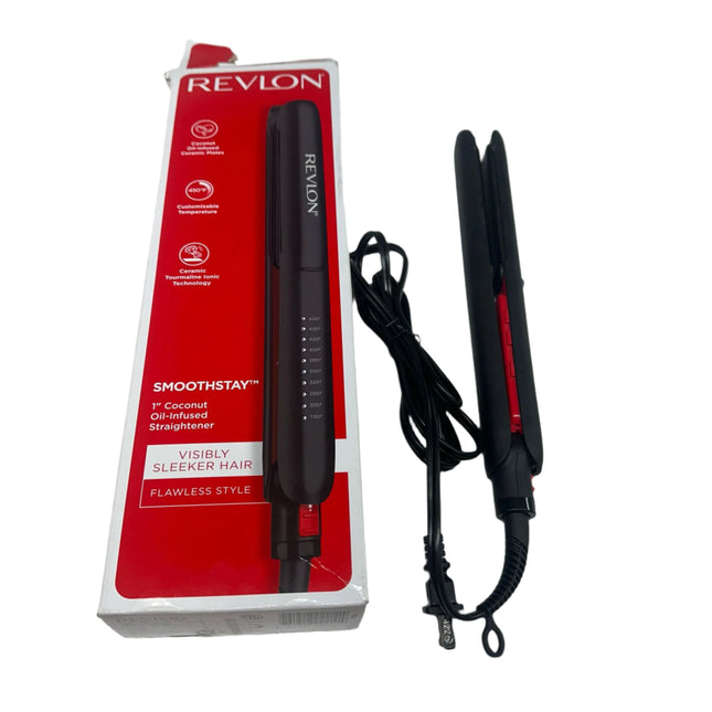 REVLON SmoothStay Coconut Oil Infused Hair Straightener – 1-Inch – Open Box