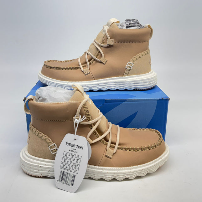 Hey Dude Reyes Leather Pull-On Boots Taupe Women's Size 8 New