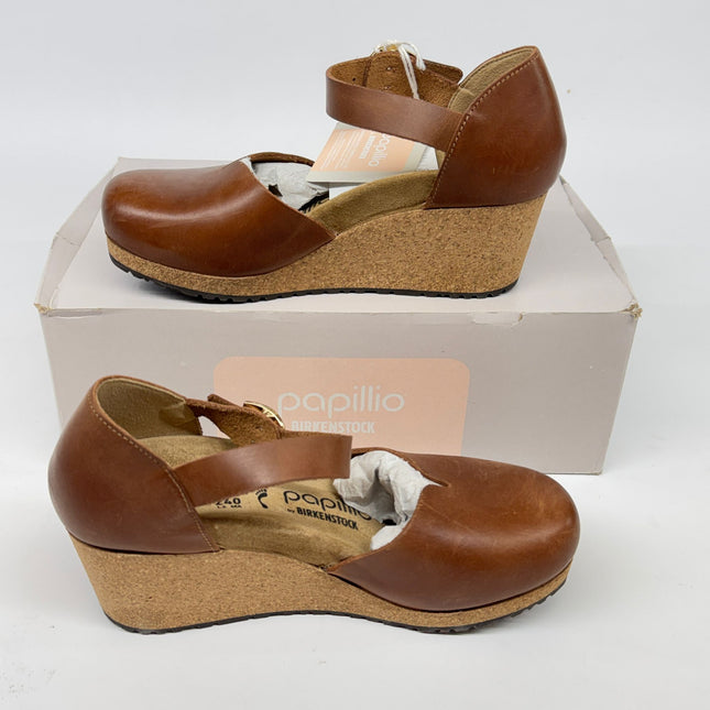 Birkenstock Mary by Papillio Cognac Leather Size 6 Narrow New