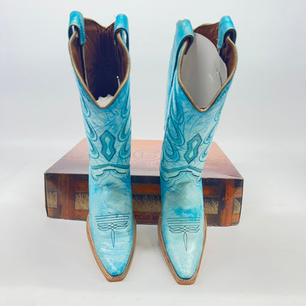 Circle G Sky Blue Embroidered Snip‑Toe Women's Boots Size 8.5 New