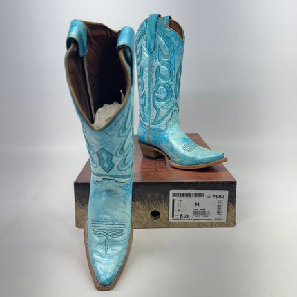 Circle G Sky Blue Embroidered Snip‑Toe Women's Boots Size 8.5 New