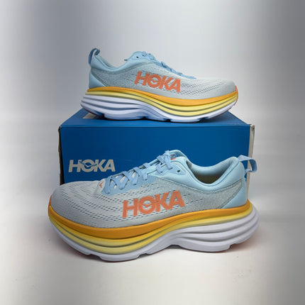 HOKA Bondi 8 Road Running Shoe Blue/Orange women's Size 7.5 Wide New