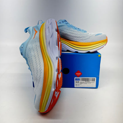 HOKA Bondi 8 Road Running Shoe Blue/Orange women's Size 7.5 Wide New
