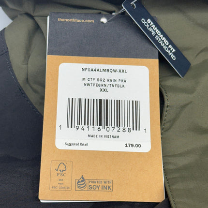 The North Face City Breeze Rain Parka Green/Black Size XXL New
