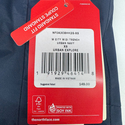 The North Face City Midi Trench Urban Navy Women's Size XS New