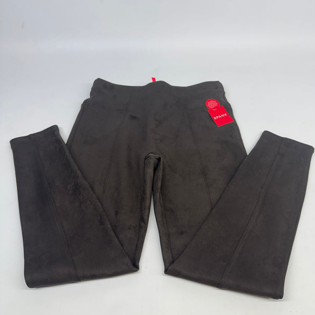 SPANX Faux Suede Leggings Chocolate Brown Women's Size L New