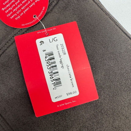 SPANX Faux Suede Leggings Chocolate Brown Women's Size L New