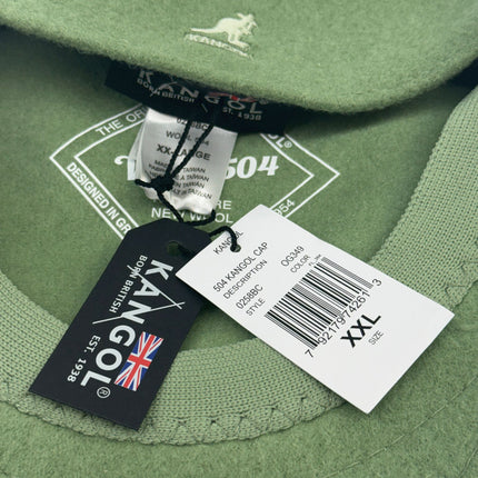 Kangol Wool 504 Flat Cap Oil Green Size XXL New