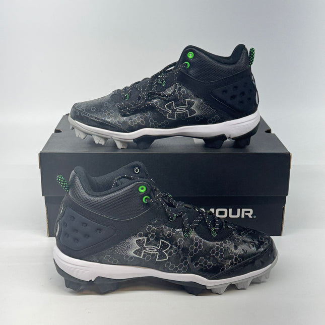 Under Armour Harper 8 RM Boys Mid Baseball Cleats Black Size 6 New