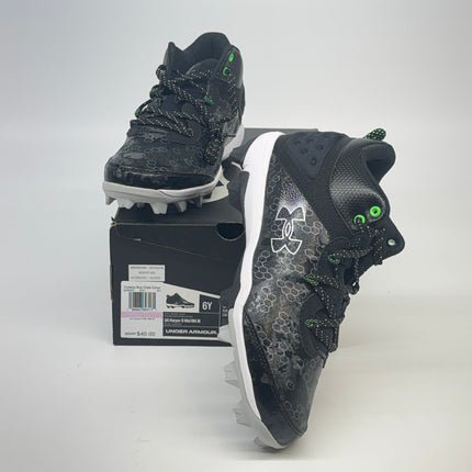 Under Armour Harper 8 RM Boys Mid Baseball Cleats Black Size 6 New