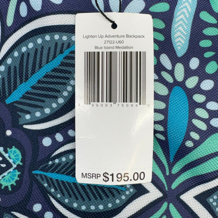 Vera Bradley Lighten Up Expandable Backpack Blue Island Medallion New