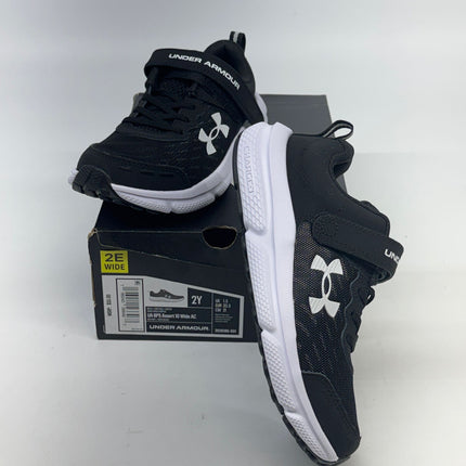 Under Armour Charged Assert 10 AC Shoes 2E Wide Black Size 2 Youth New