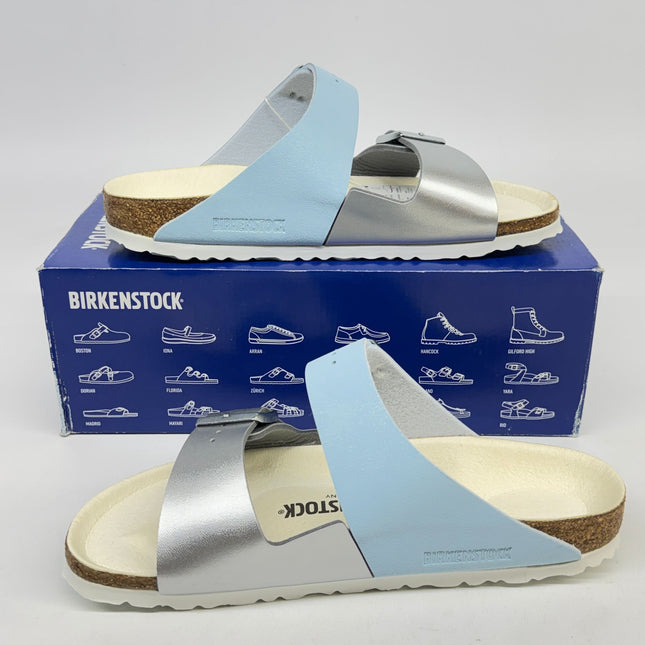 Birkenstock Arizona Split Sandals Light Blue Silver Size 8 Women’s New