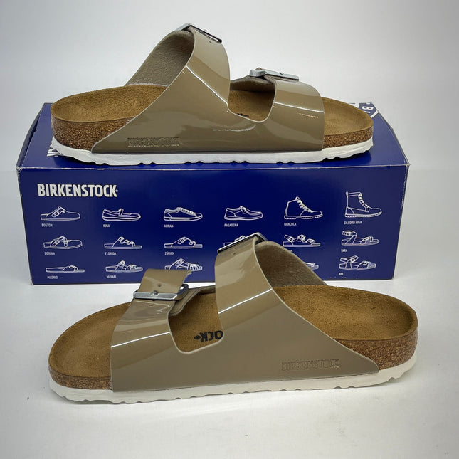 Birkenstock Arizona Patent Fossil Birko-Flor Sandals Size 8 Women’s New