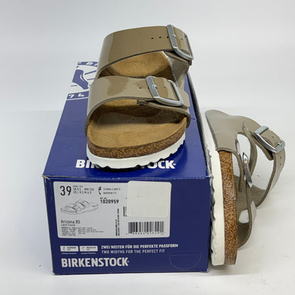Birkenstock Arizona Patent Fossil Birko-Flor Sandals Size 8 Women’s New