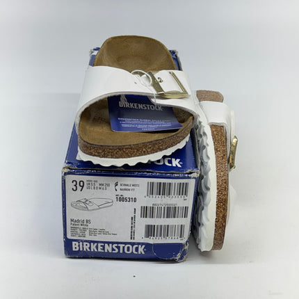 Birkenstock Madrid Birko-Flor Patent White Sandals Size 8 Women’s New