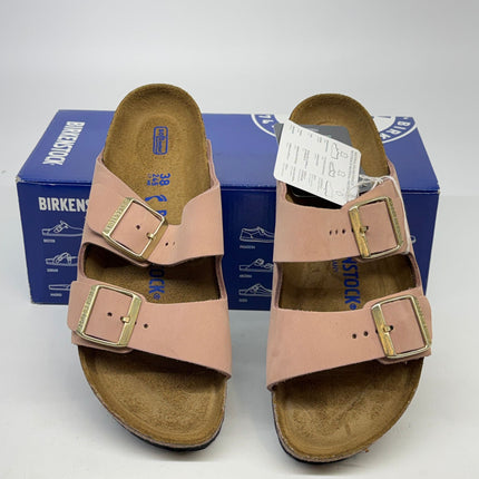 Birkenstock Arizona Soft Footbed Sandals Pink Nubuck Size 7 Narrow Women’s New.