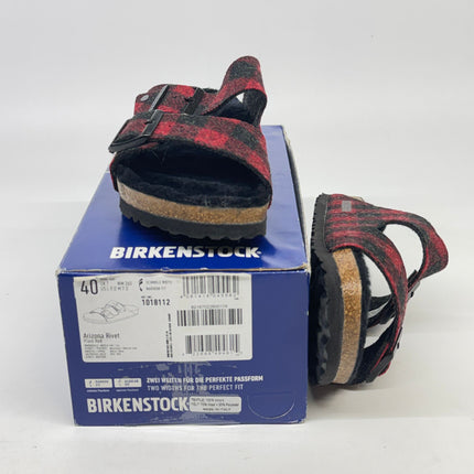 Birkenstock Arizona Shearling Sandals Red Wool Size 9 Women’s New