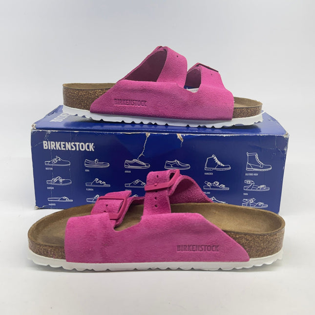 Birkenstock Arizona Soft Footbed Sandals Fuchsia Tulip Suede Size 7 Women’s New