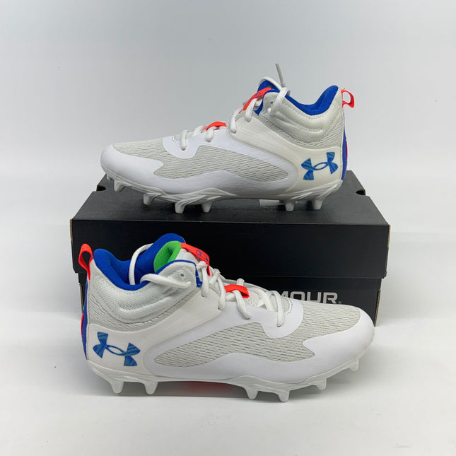 Under Armour Command MC Mid Lacrosse Cleats White Size 5.5 Unisex Kids New