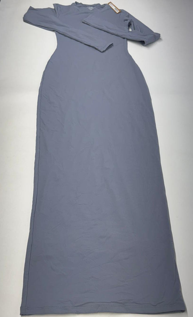 SKIMS Sheer Modal Long Sleeve Maxi Dress Gray Size XS New