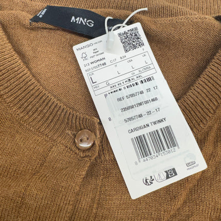 MNG Mango Twinky Wool Blend Knitted Cardigan Caramel Size L Women’s New