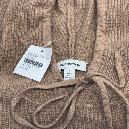 Nordstrom Ribbed Knit Hoodie Sweater Tan Shade Size L Women’s New
