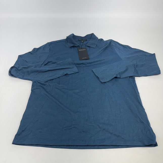 Robert Barakett Adison LS Open Collar Polo Night Teal Size M New