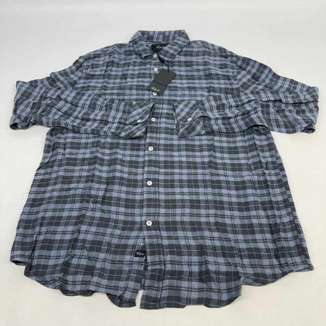 Rails Lennox Brushed Plaid Long Sleeve Flannel Shirt Ocean Melange Men's Size L New