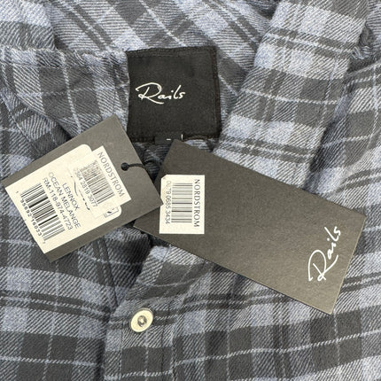 Rails Lennox Brushed Plaid Long Sleeve Flannel Shirt Ocean Melange Men's Size L New