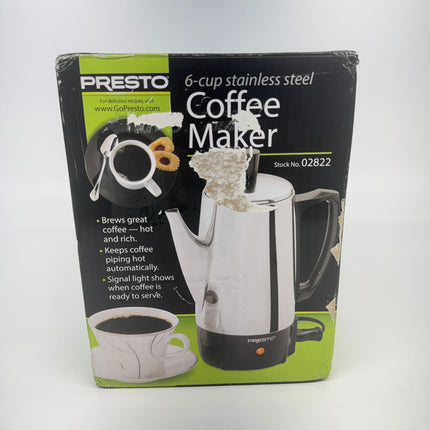 Presto 02822 6-Cup Stainless Steel Coffee Percolator New