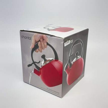 Chantal 1.8 QT Red Enamel on Steel Kettle – Buttons Series – Whistling, Quick Boil – New