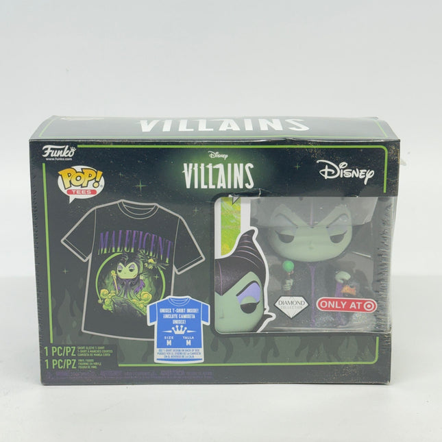 Funko POP! & Tee: Disney Villains – Maleficent Diamond Glitter Vinyl Figure + T-Shirt Size M – New