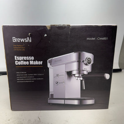 Brewsly Espresso Machine 15 Bar Stainless Steel Coffee Maker with Frother New