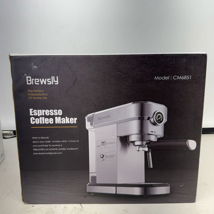 Brewsly Espresso Machine 15 Bar Stainless Steel Coffee Maker with Frother New