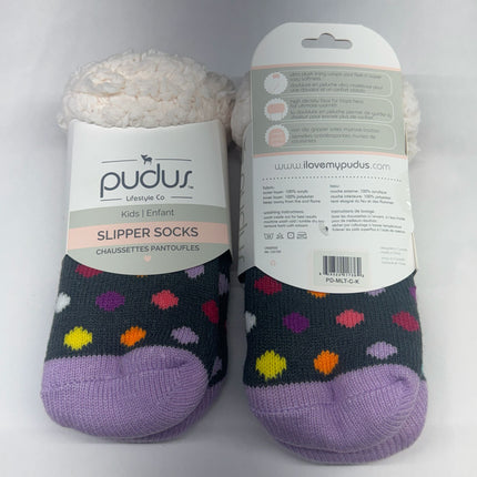 Pudus Kids Slipper Socks 2-Pack Polka Dot Age 4–7 New