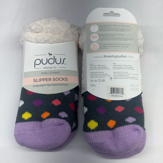 Pudus Kids Slipper Socks 2-Pack Polka Dot Age 4–7 New