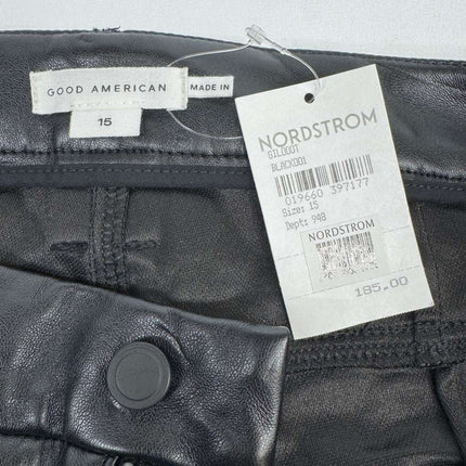 Good American Black Faux Leather Pants High Rise Stretch Women’s Size 15 New