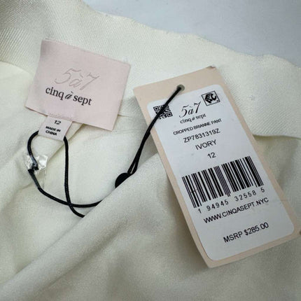Cinq à Sept Cropped Branne Pant Ivory Size 12 New