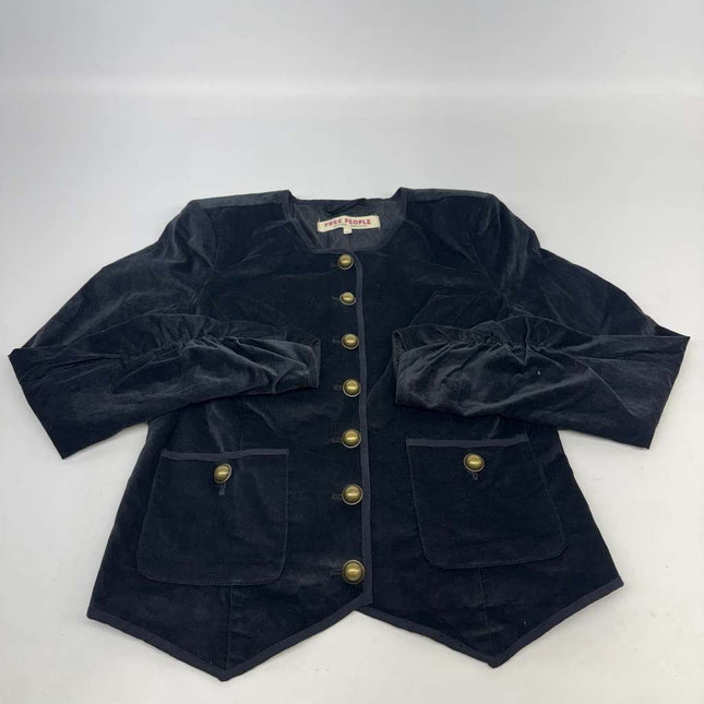Free People Becky Velvet Military Jacket Black Size M New Without Tags