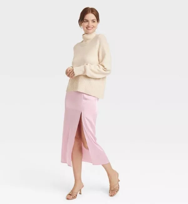 Women's A-Line Maxi Slip Skirt - A New Day™, New, Light Pink Satin, Size XS