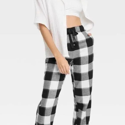 Women's Black & White Plaid Jogger Pajama Lounge Pants - Stars Above™, New, Size XL, XXL

