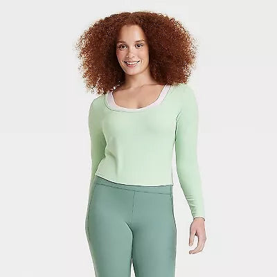 Women's Everyday Soft Long Sleeve Top - All in Motion™, New - Fern Green, Size M

